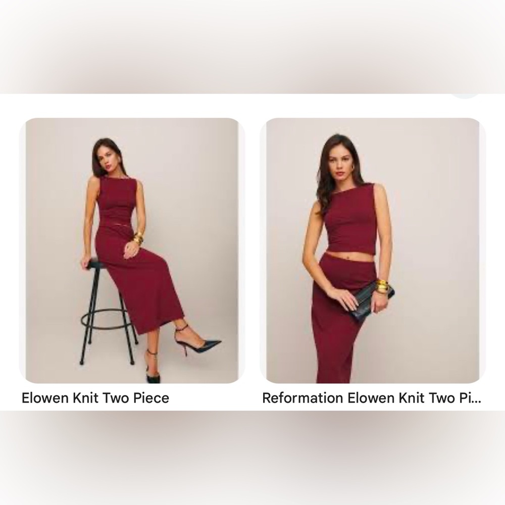 Reformation Elowen Knit Two Piece in Burgundy